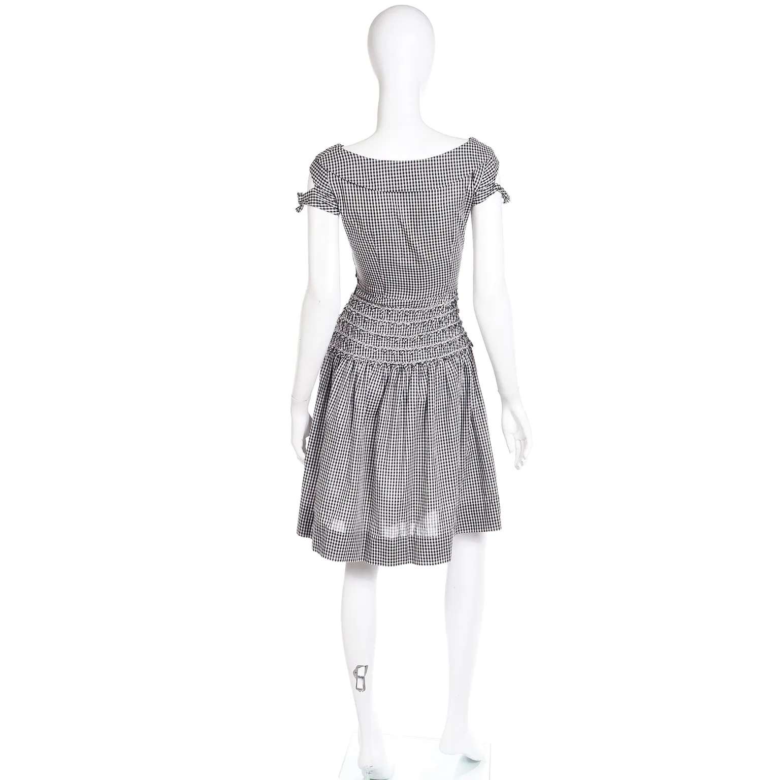 1960s Vicky Vaughn Black & White Gingham Check Cotton Dress