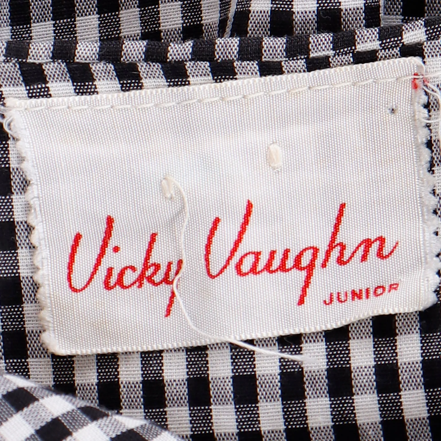 1960s Vicky Vaughn Black & White Gingham Check Cotton Dress