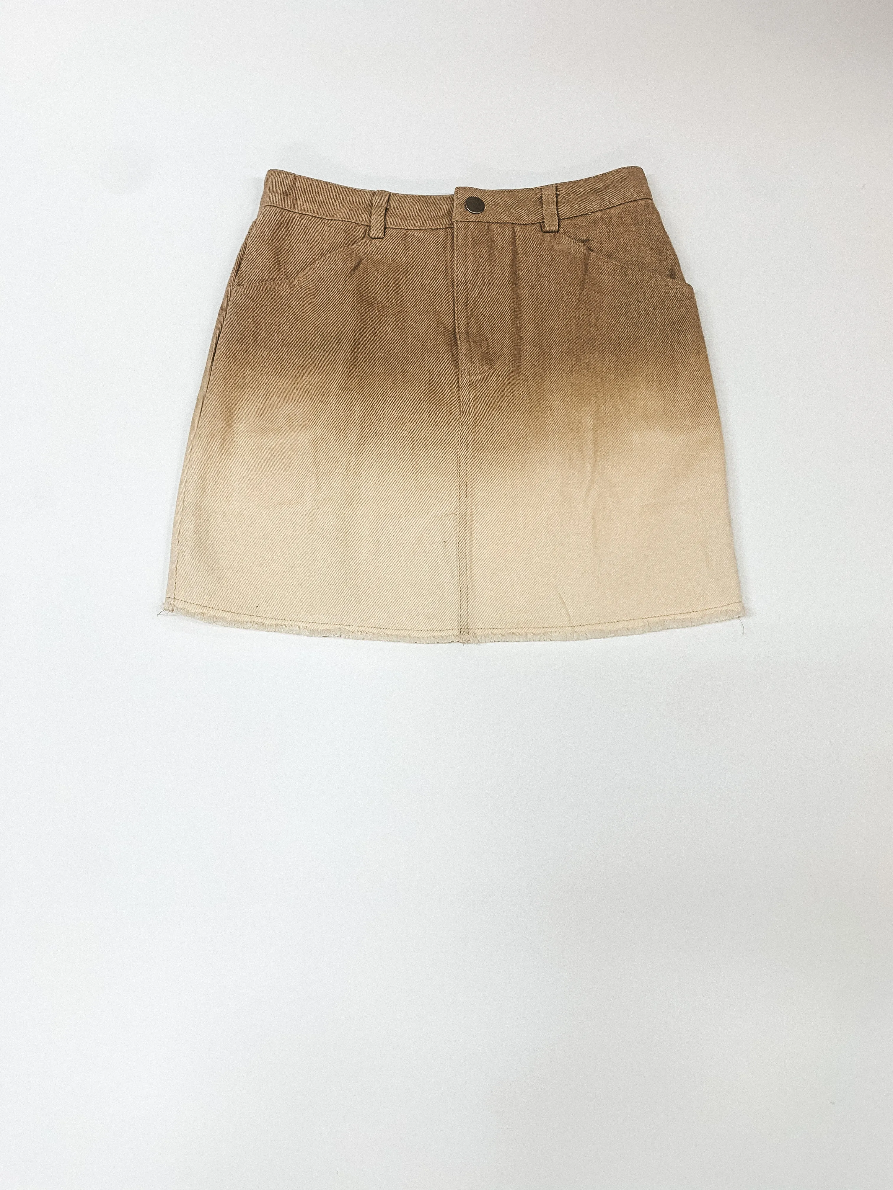 90's Baby Ombre Denim Mini Skirt in Taupe