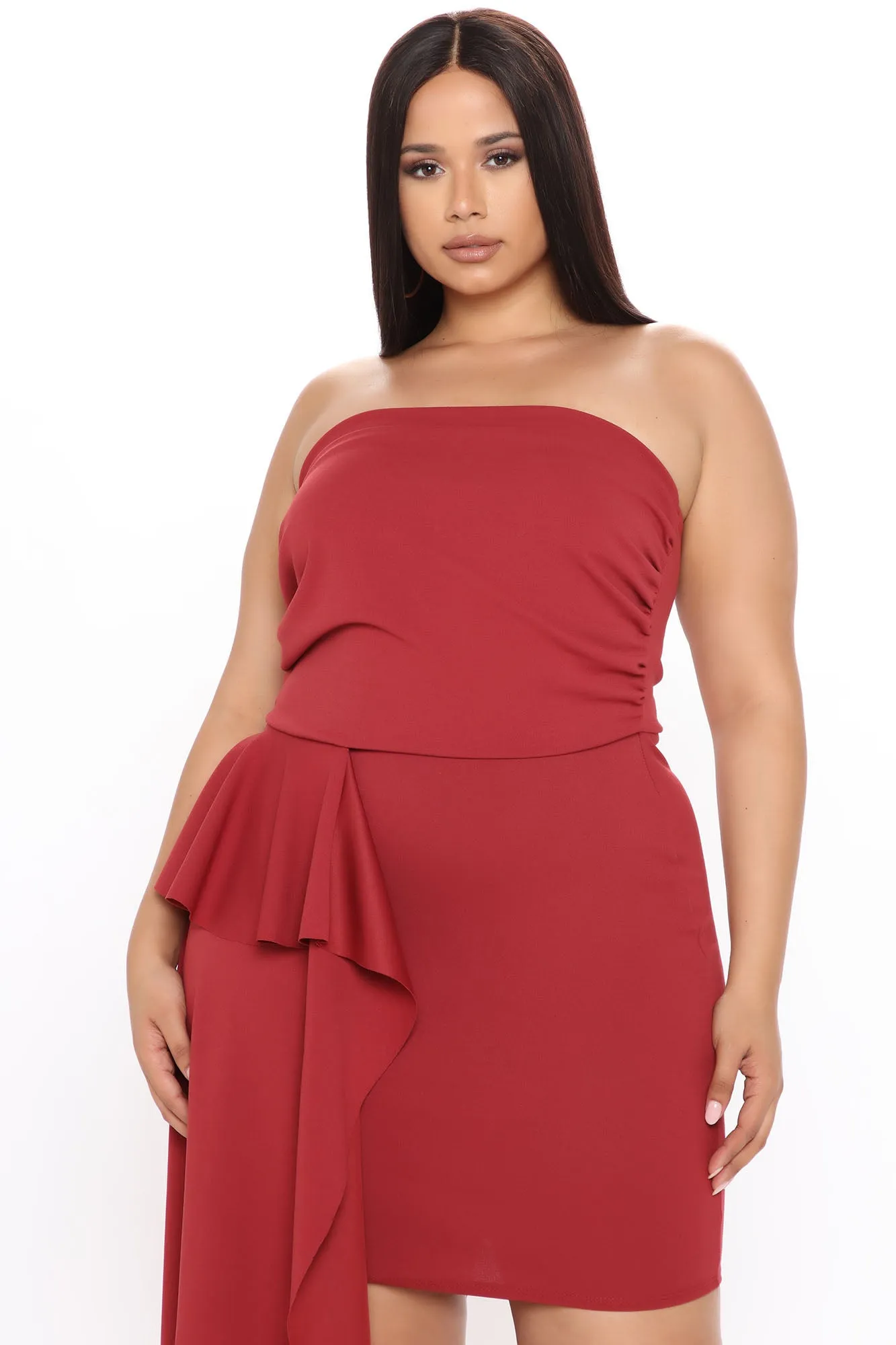 A Little Side Action Mini Dress - Marsala