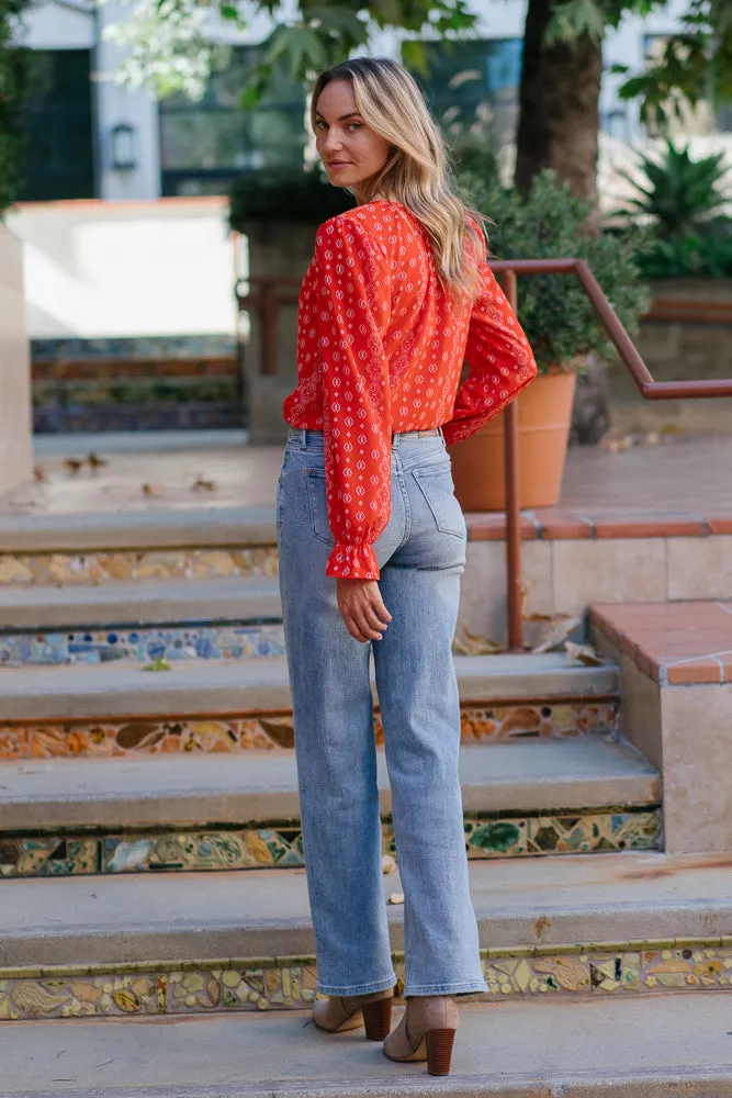 Allison High Rise Front Yoke Retro Wide Leg Jeans