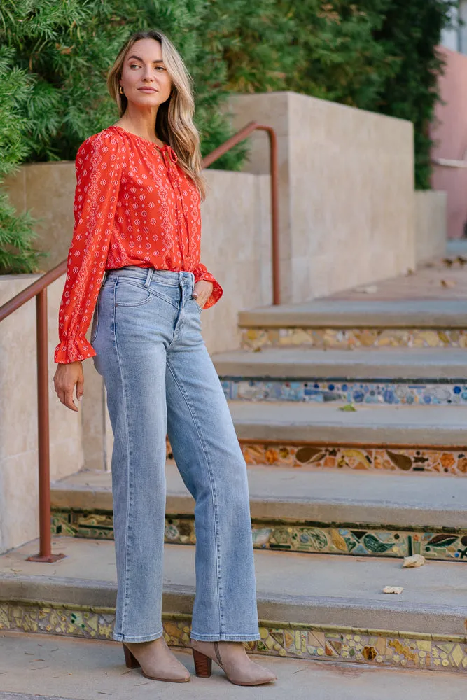 Allison High Rise Front Yoke Retro Wide Leg Jeans