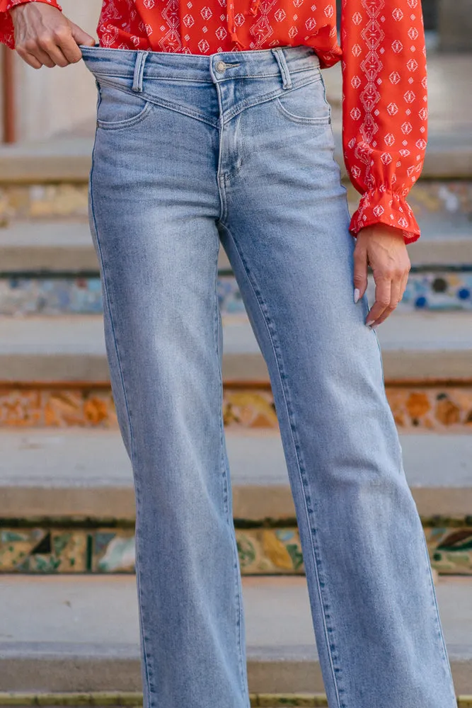 Allison High Rise Front Yoke Retro Wide Leg Jeans