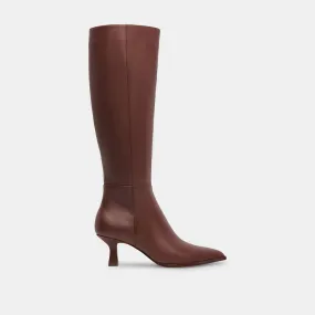 Chocolate Leather Wide Calf Boots by Auggie - Womens Fashion Essentials