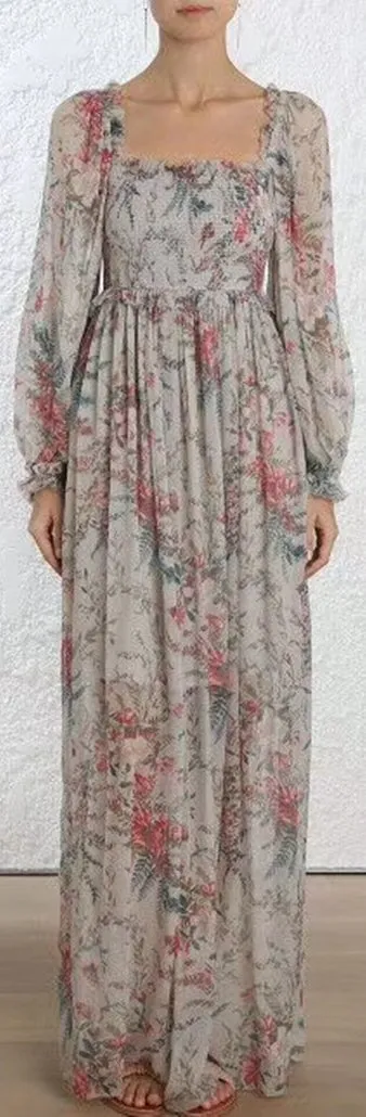 'Bayou' Shirred Long Dress