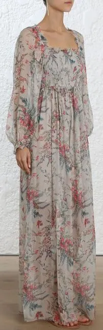 'Bayou' Shirred Long Dress