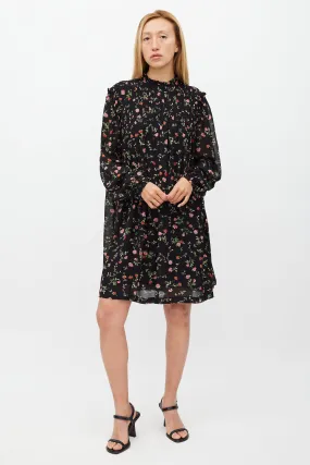 Black & Multi Floral Long Sleeve Dress