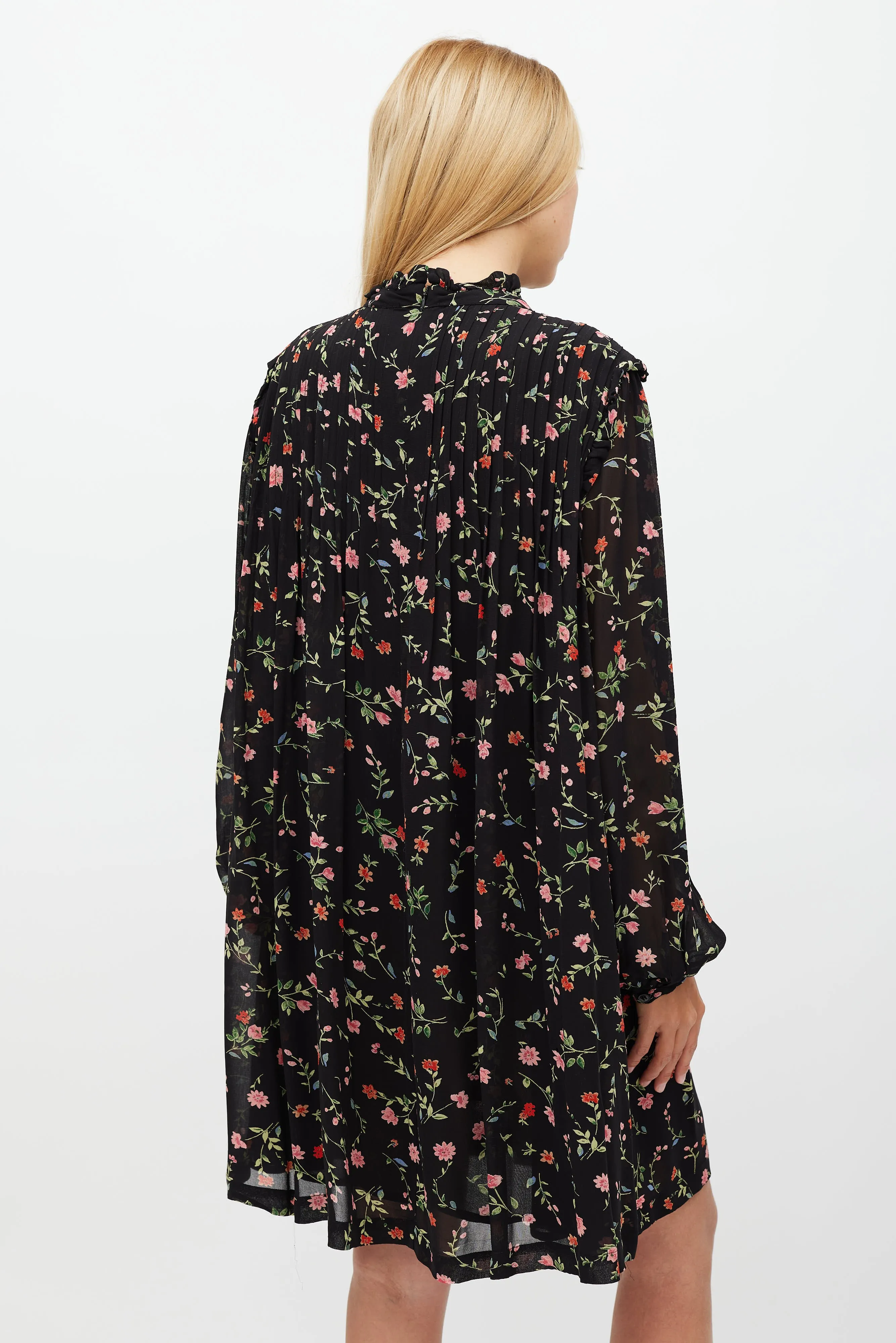 Black & Multi Floral Long Sleeve Dress