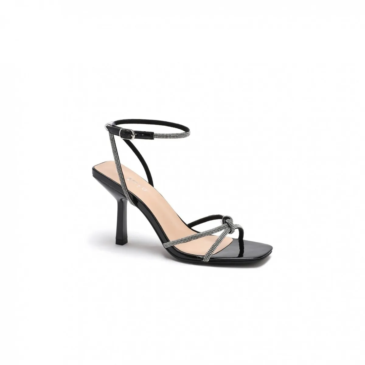 Black Strappy Diamante High Heel Shoes