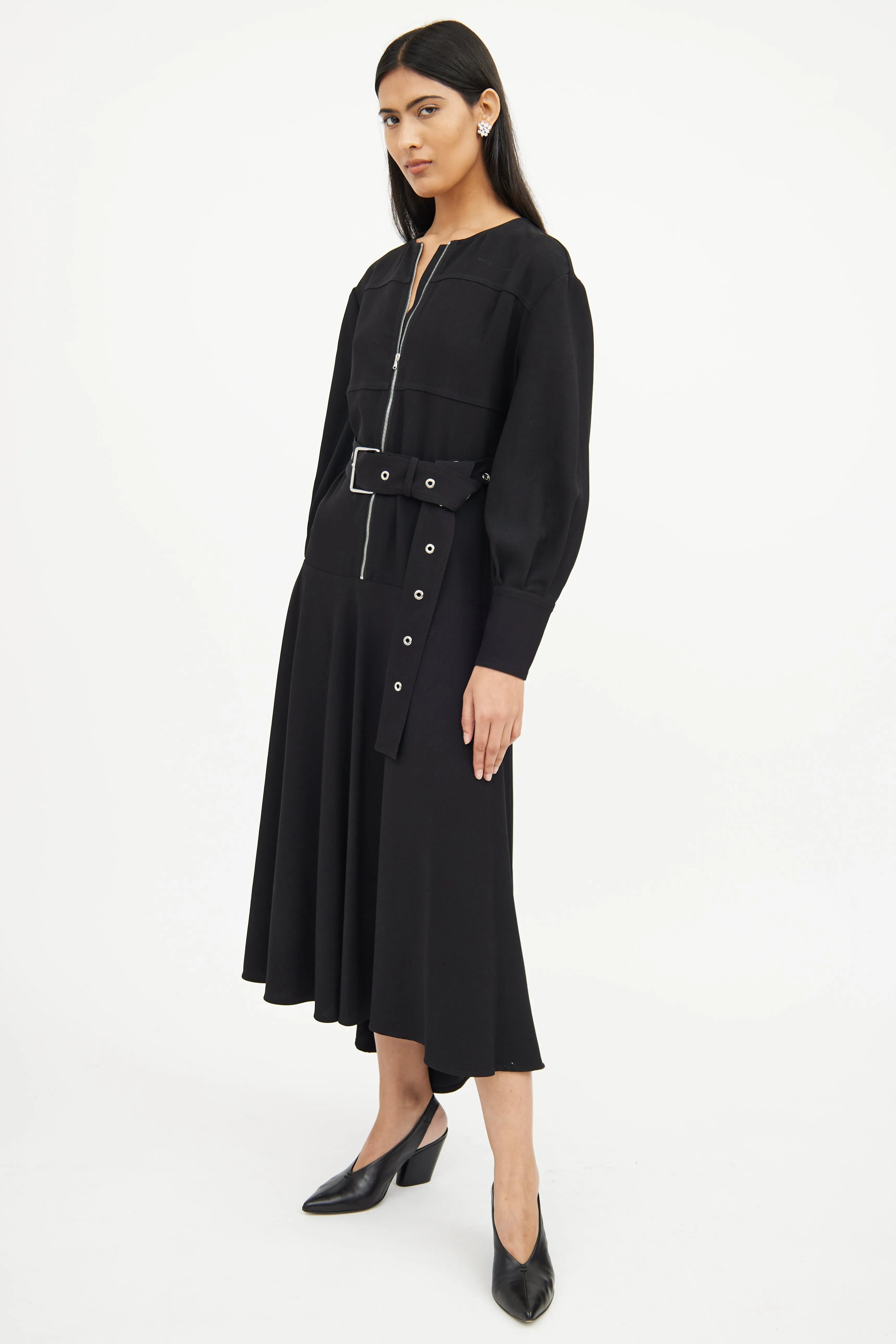 Black Zip Long Sleeve Dress