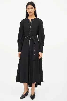 Black Zip Long Sleeve Dress