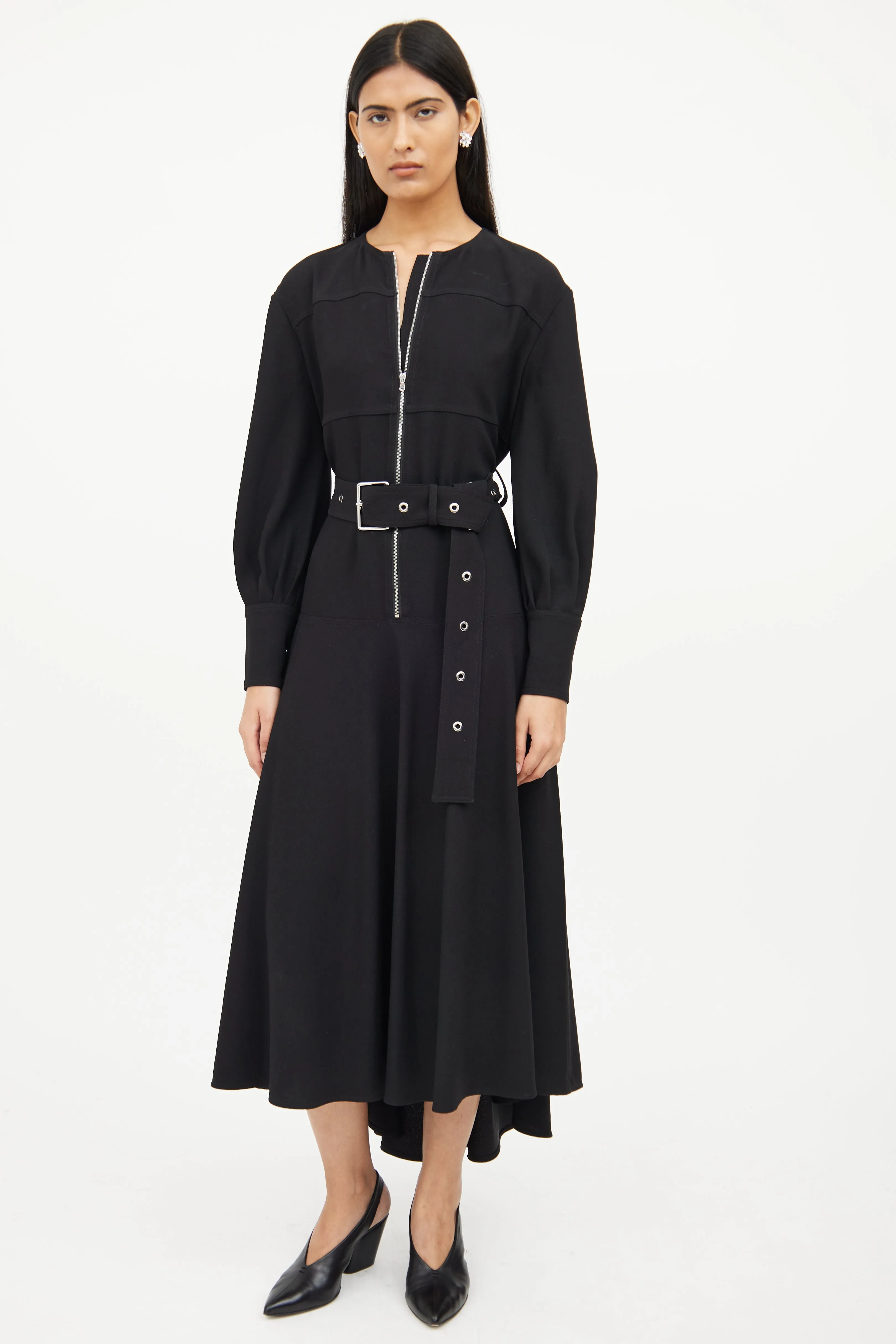Black Zip Long Sleeve Dress