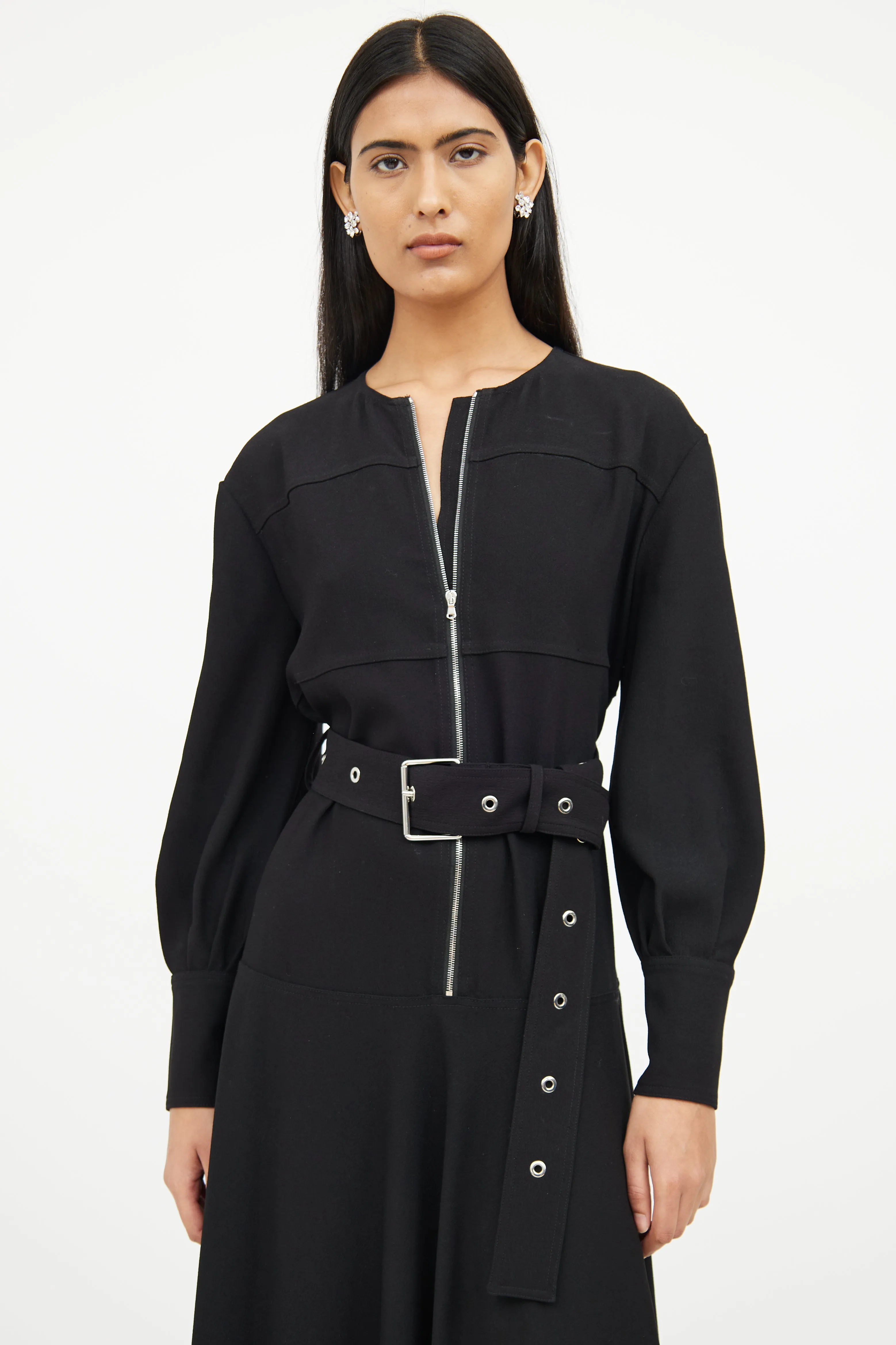 Black Zip Long Sleeve Dress