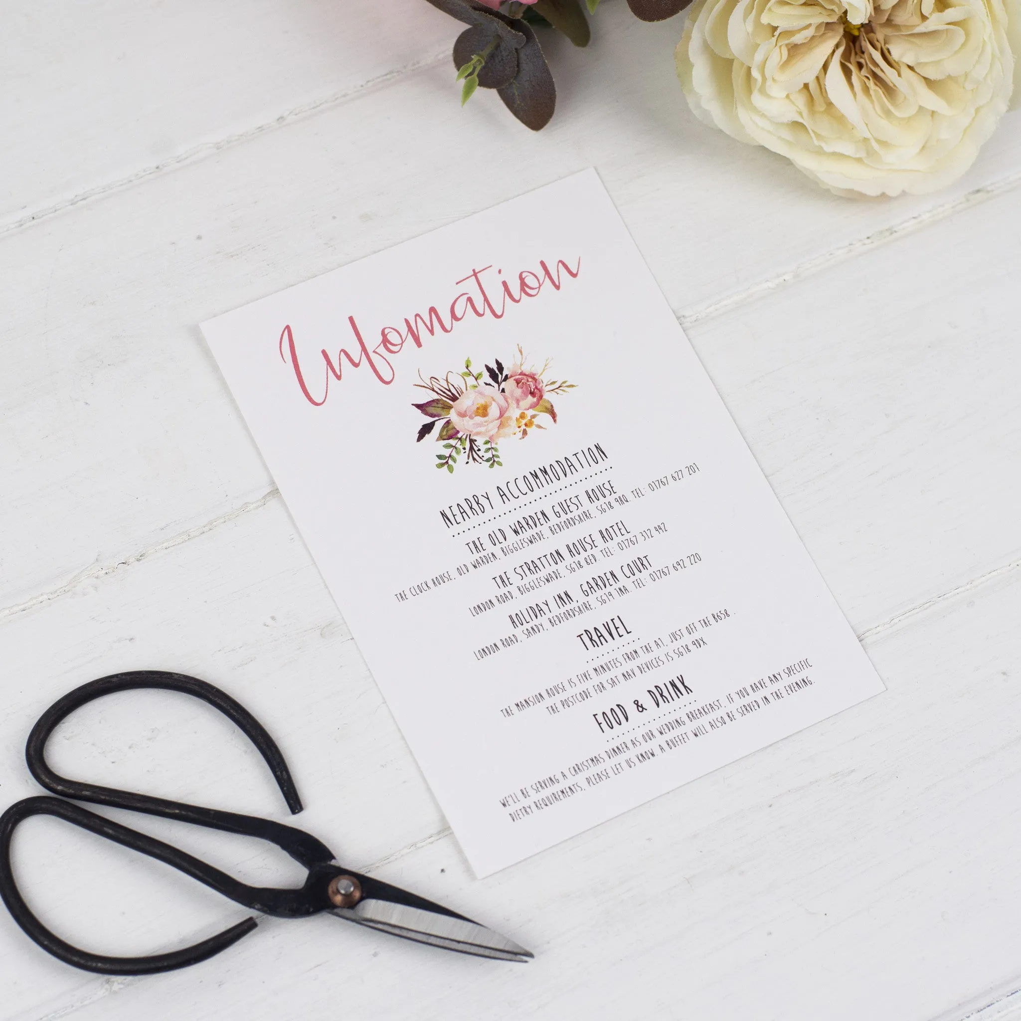 Boho Floral Information Card