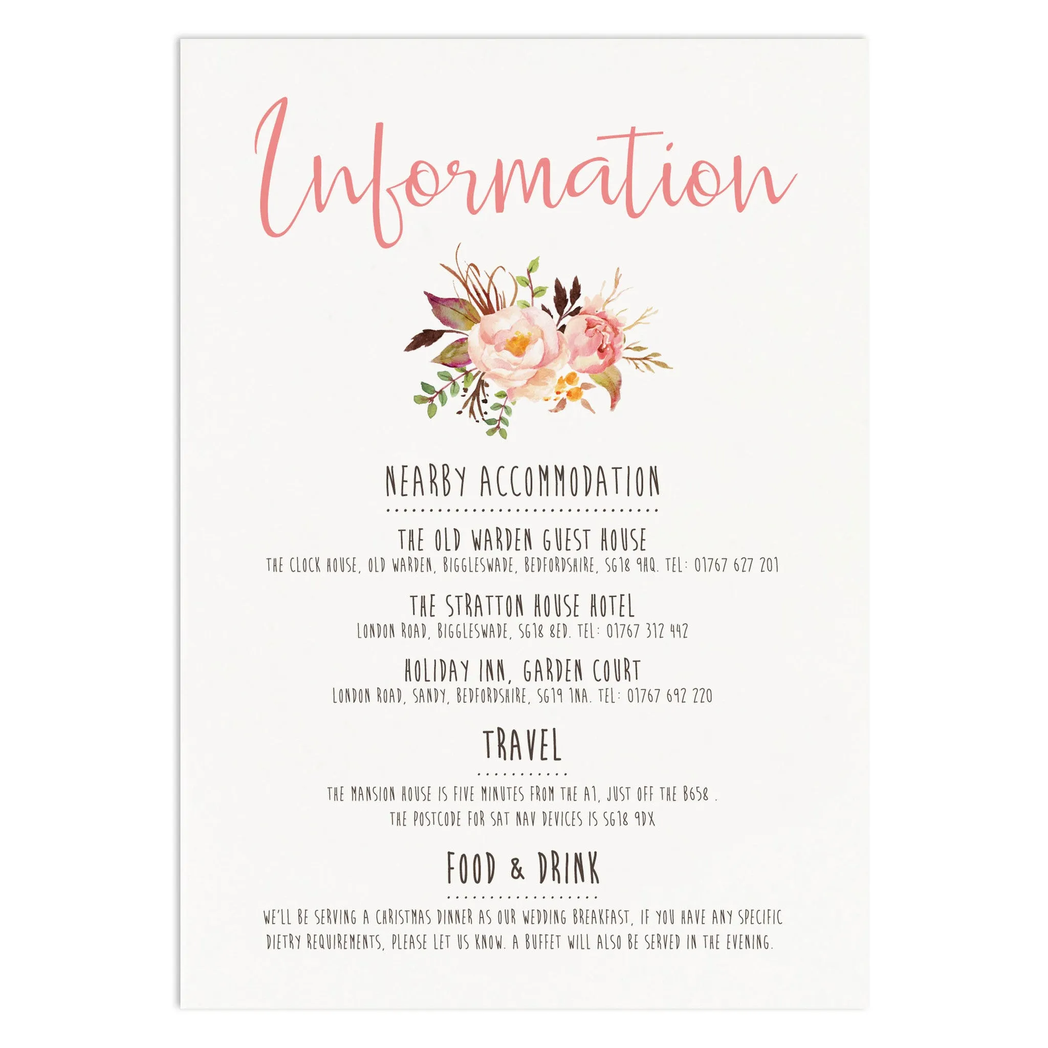 Boho Floral Information Card