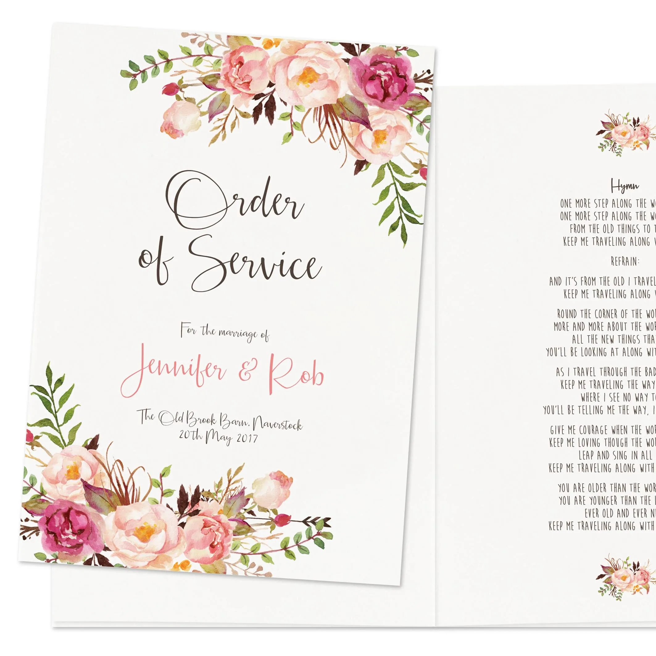 Boho Floral Order Of Service