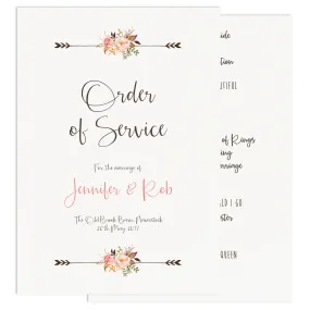 Boho Floral Order Of Service