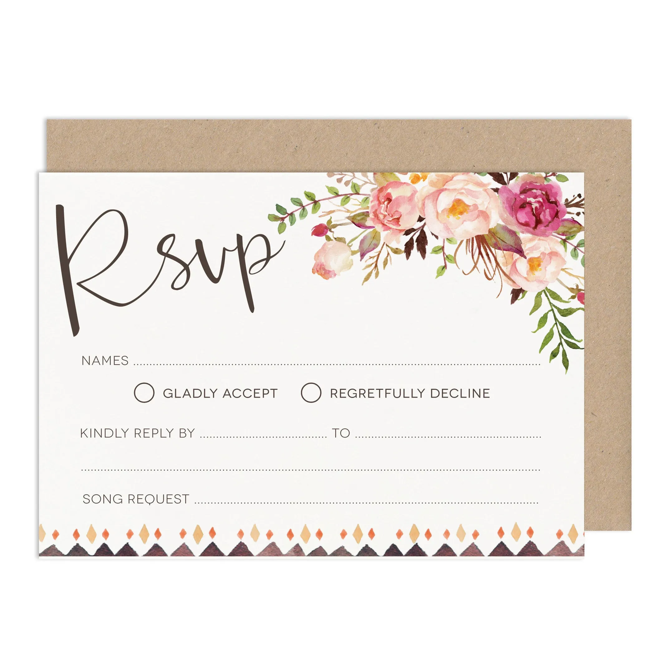 Boho Floral Ready To Write Wedding Stationery