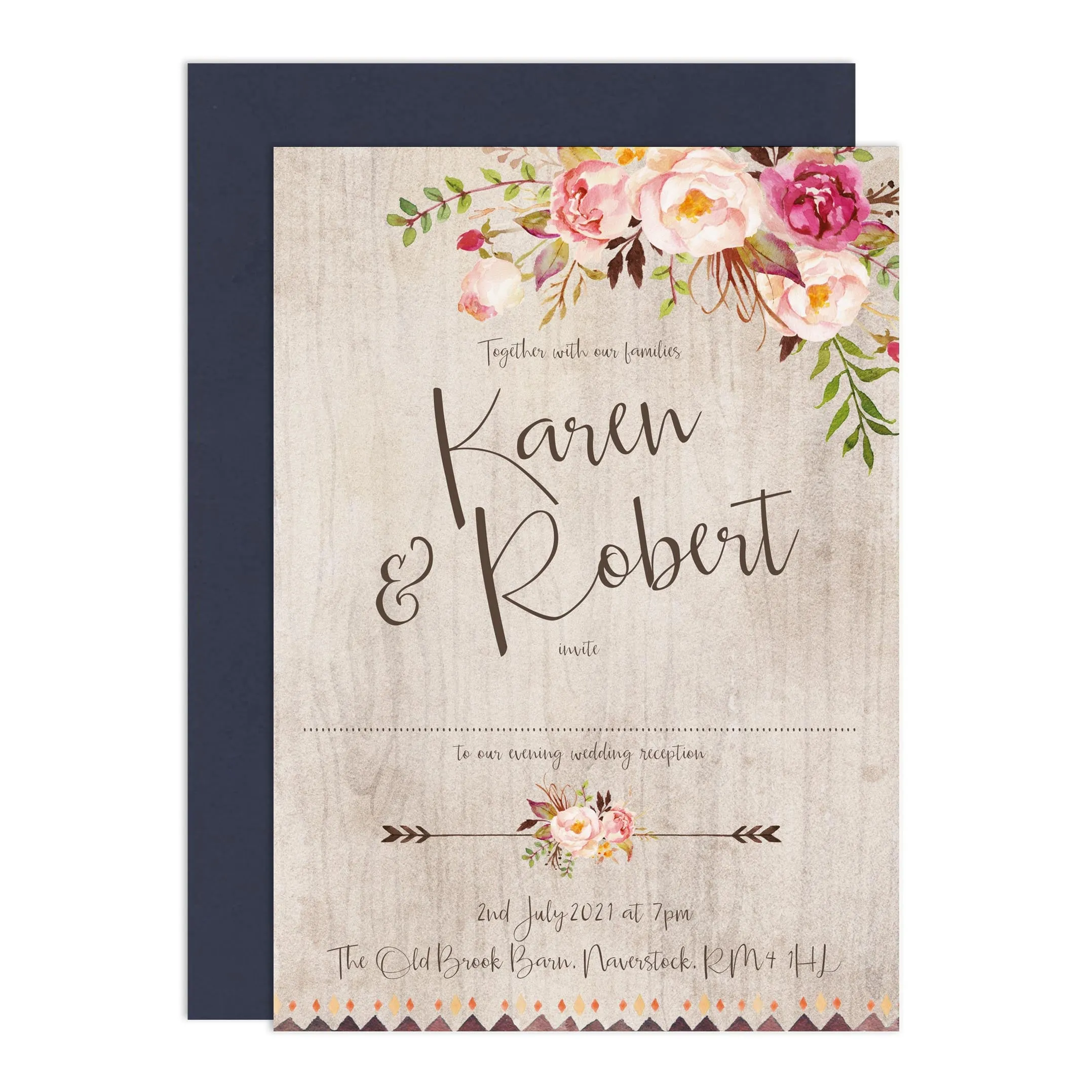 Boho Floral Wedding Invitations