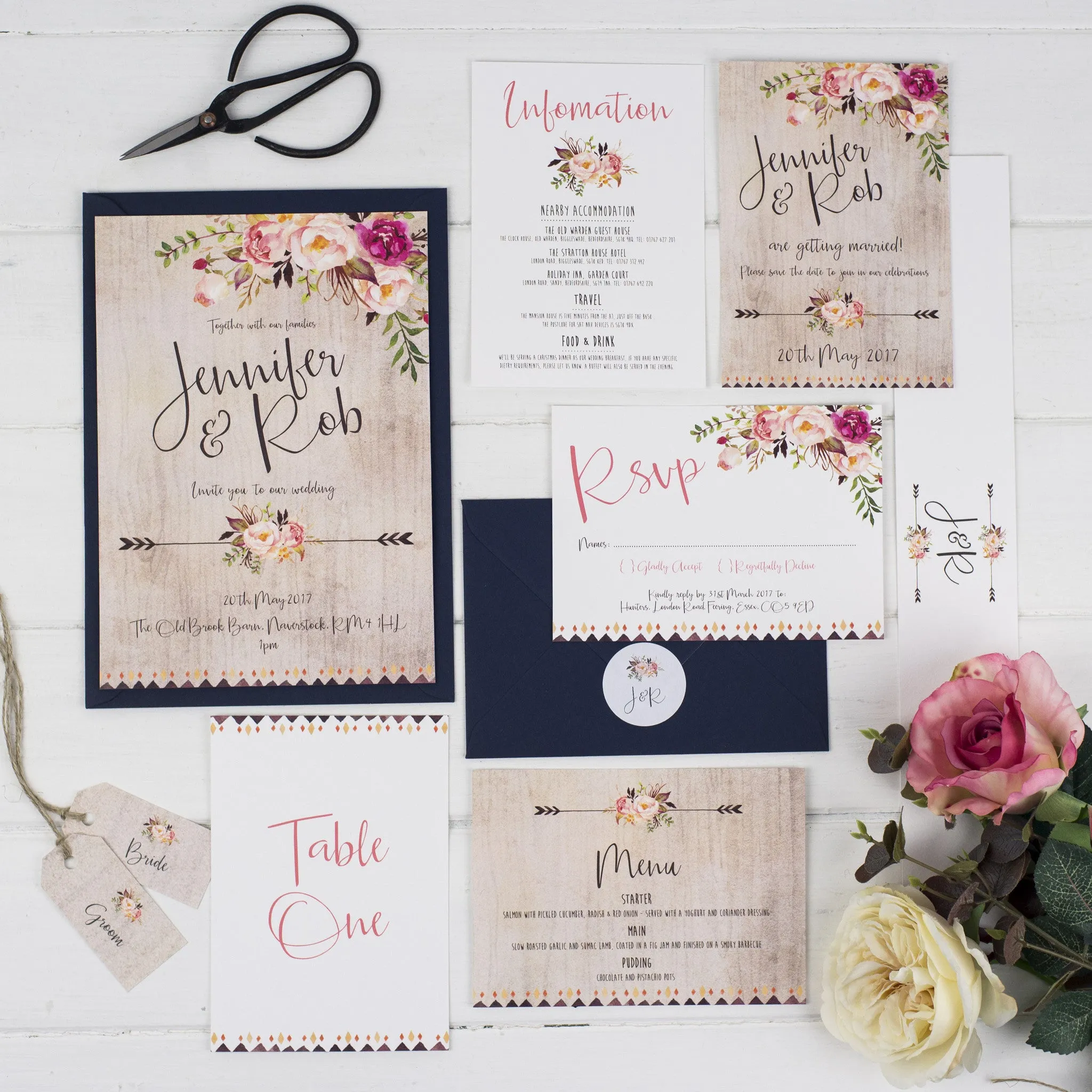 Boho Floral Wedding Invitations