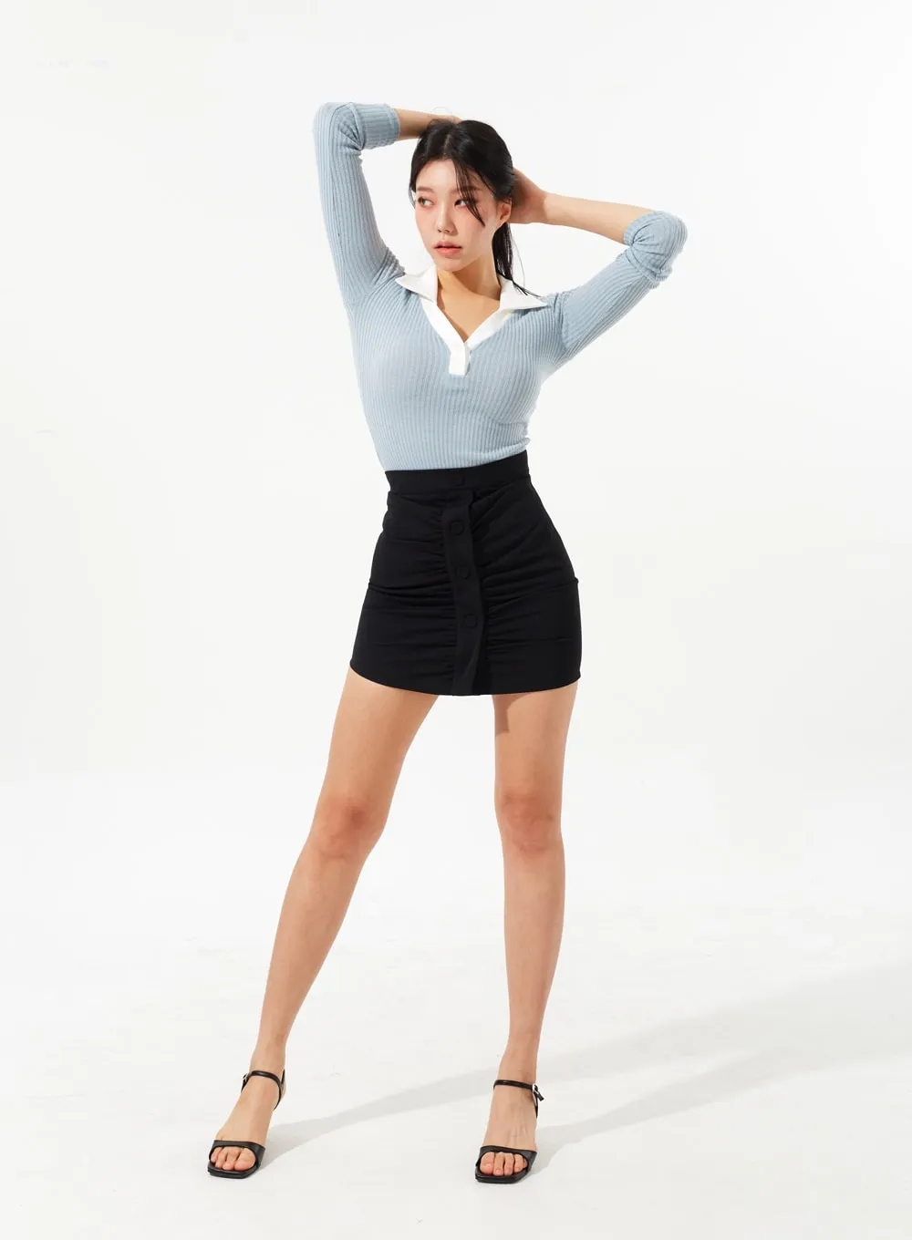 Button Mini Skirt IM323