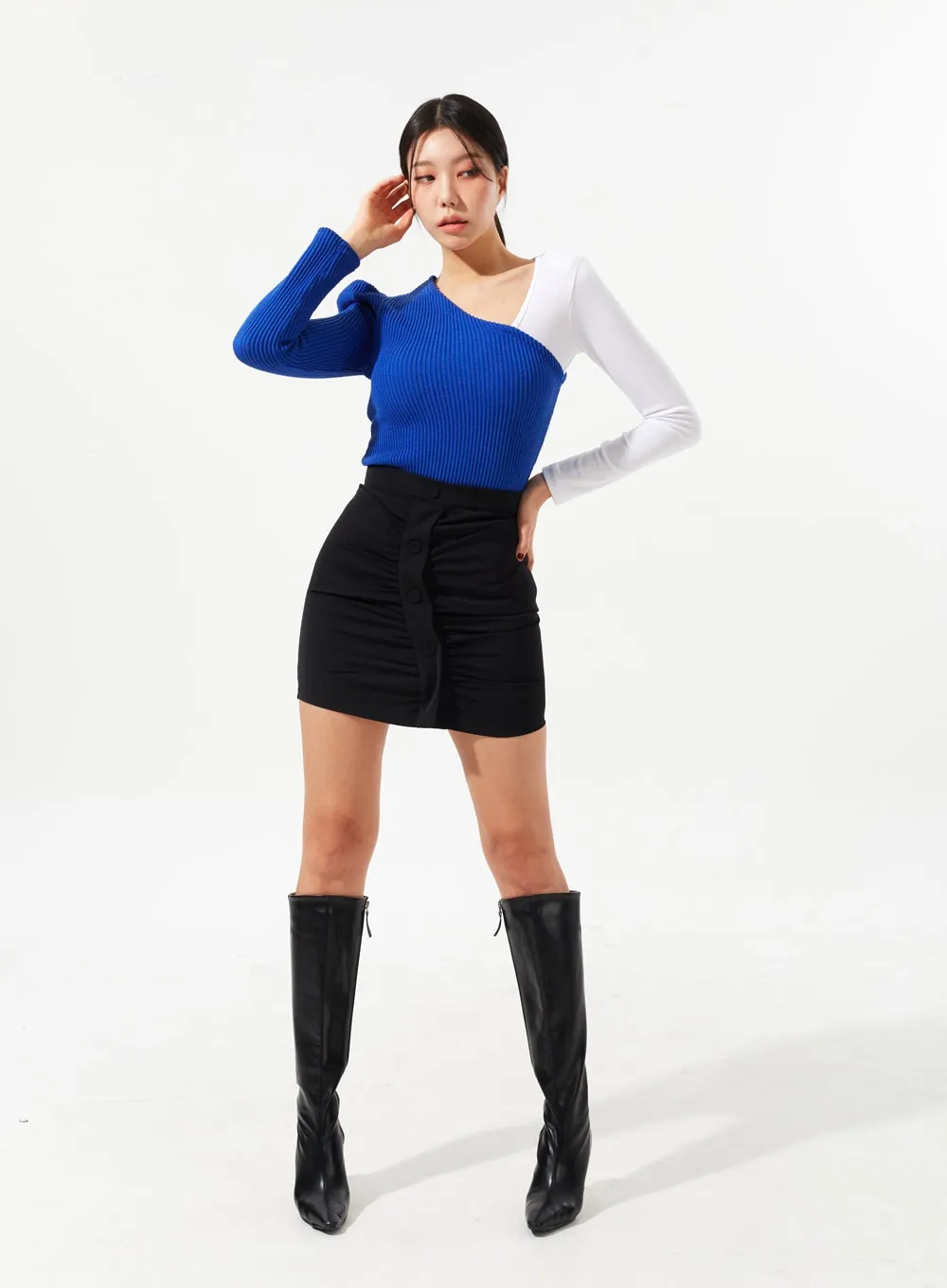 Button Mini Skirt IM323