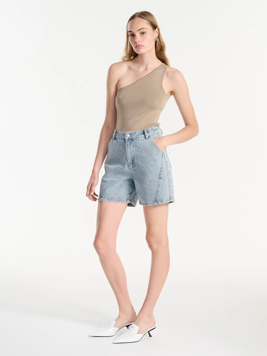 Charley Denim Bermuda Short - Mid Blue Wash