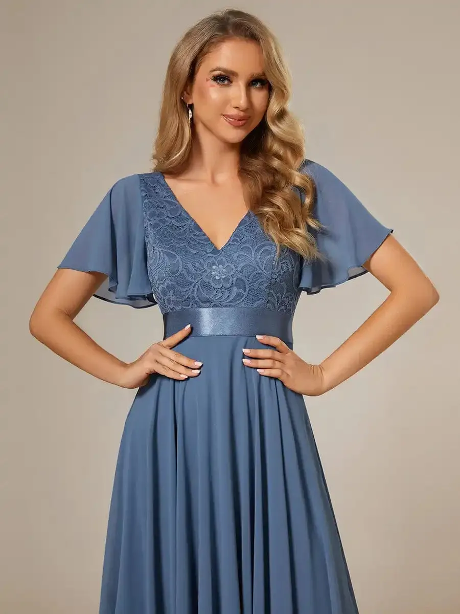 Chiffon A-Line Asymmetrical Hem Bridesmaid Party Dress