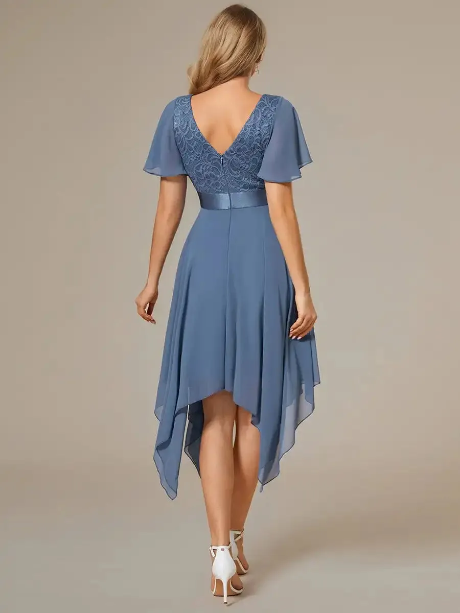 Chiffon A-Line Asymmetrical Hem Bridesmaid Party Dress