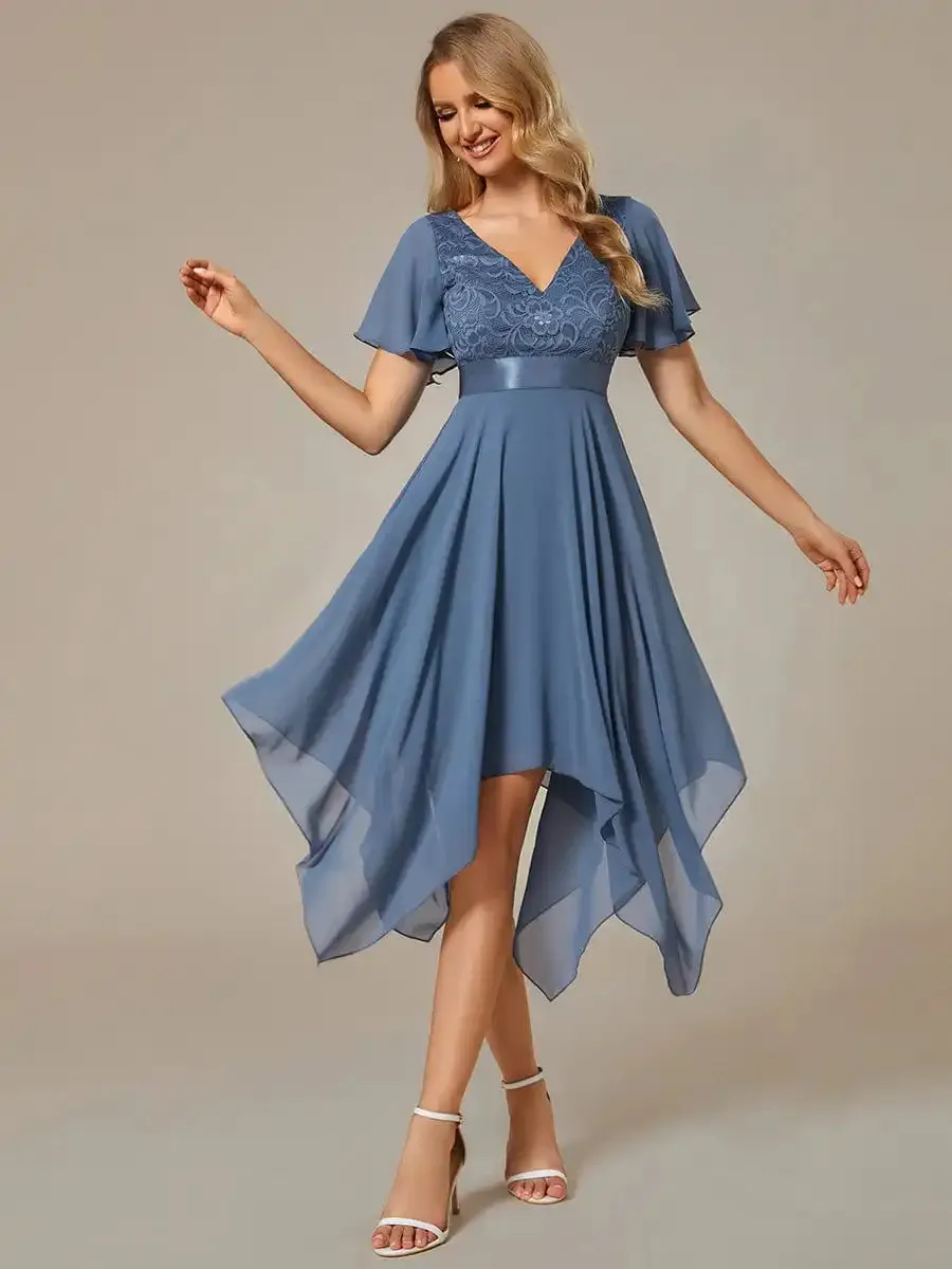 Chiffon A-Line Asymmetrical Hem Bridesmaid Party Dress