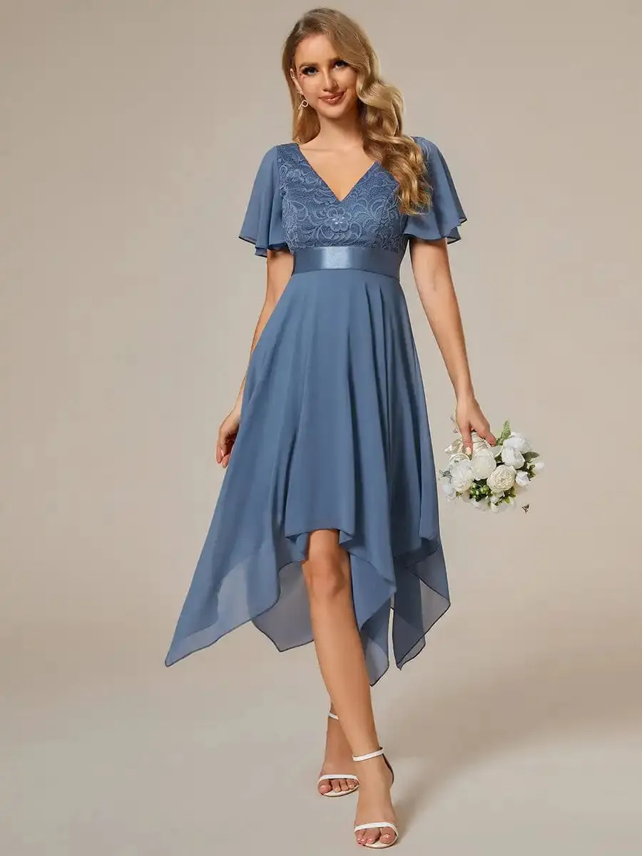 Chiffon A-Line Asymmetrical Hem Bridesmaid Party Dress