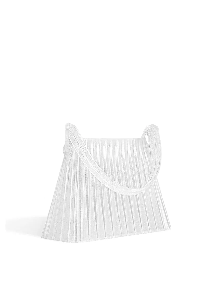 CLEAR PLEATED TOP HANDLE BAG