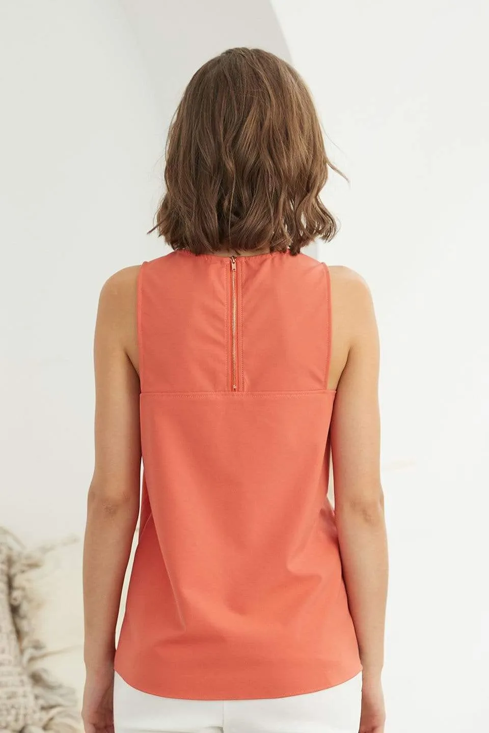 Deana Sleeveless Nursing Top Cantaloupe Print