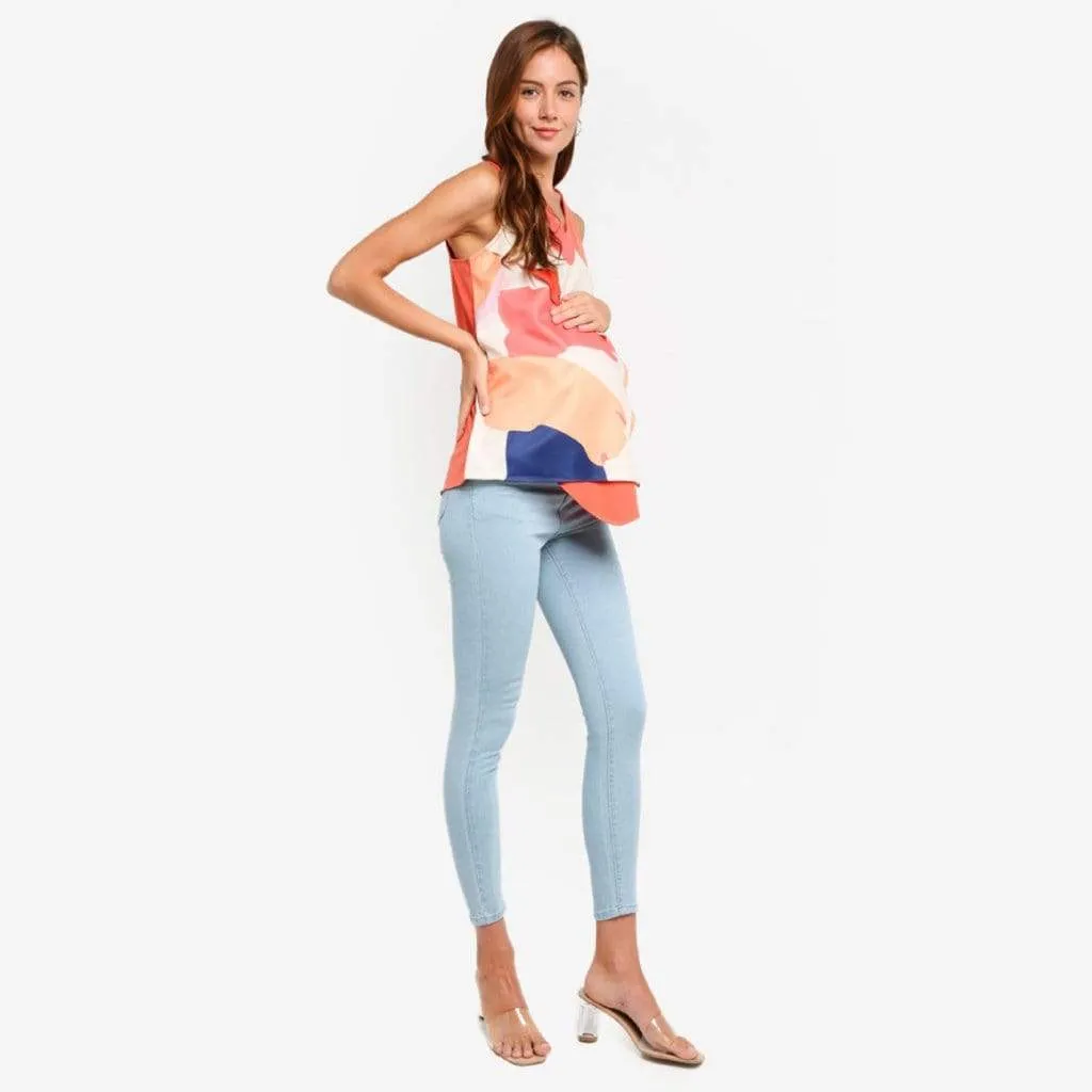Deana Sleeveless Nursing Top Cantaloupe Print