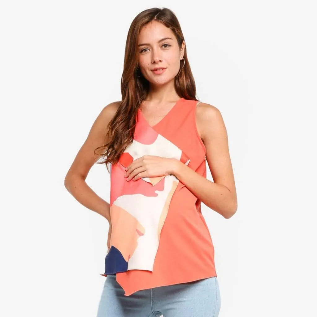 Deana Sleeveless Nursing Top Cantaloupe Print