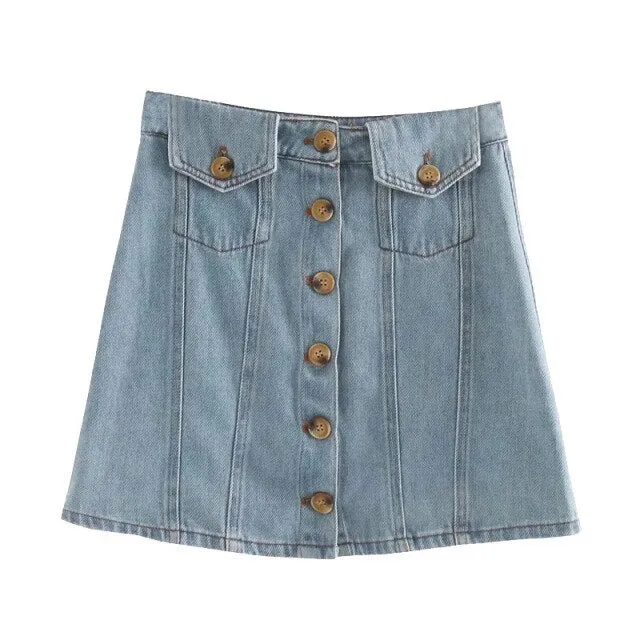 DENIM SKIRT WITH POCKETS