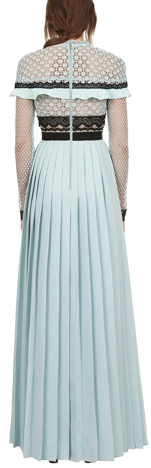 'Duck Egg Bellis' Lace Trim Maxi Dress