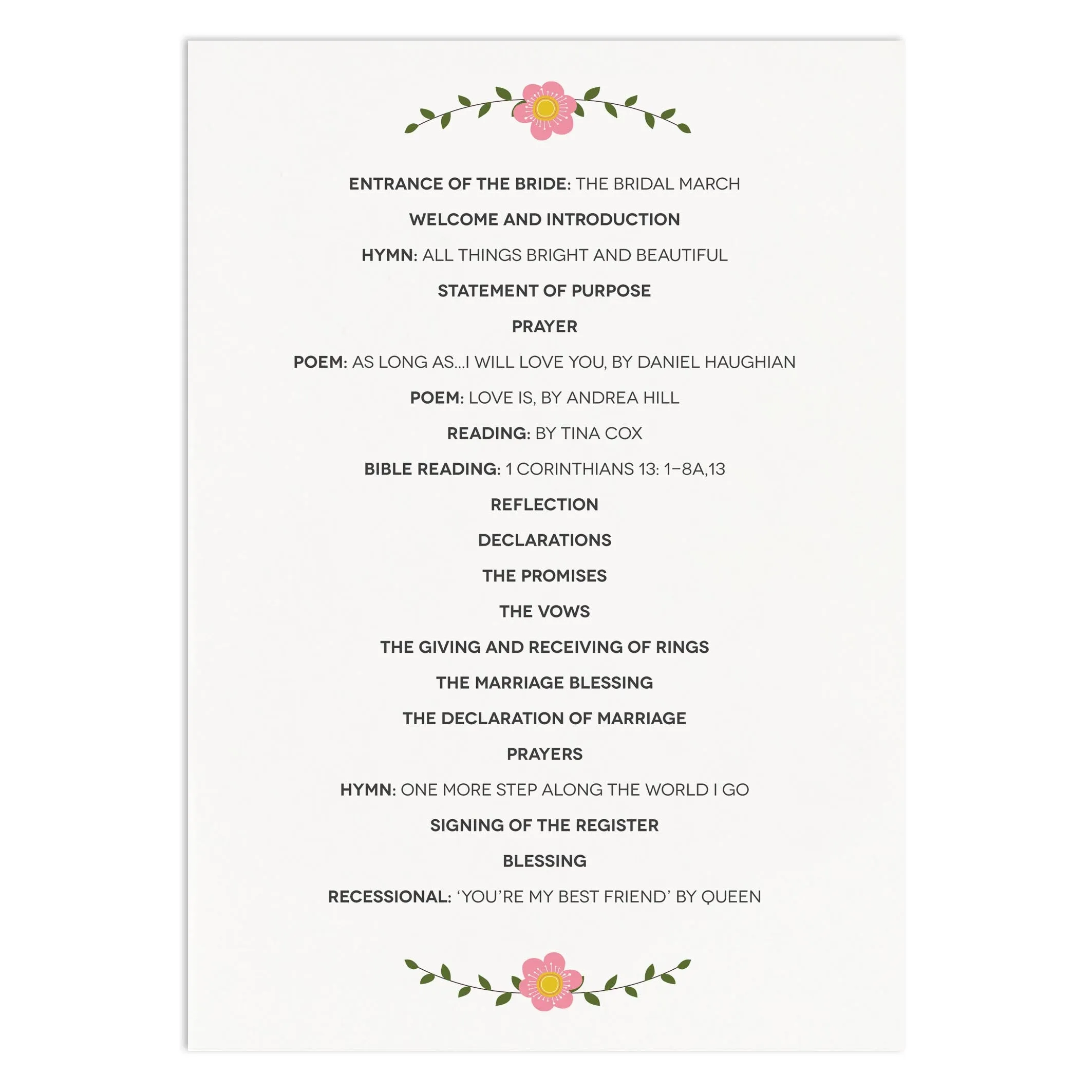 Floral Border Order Of Service