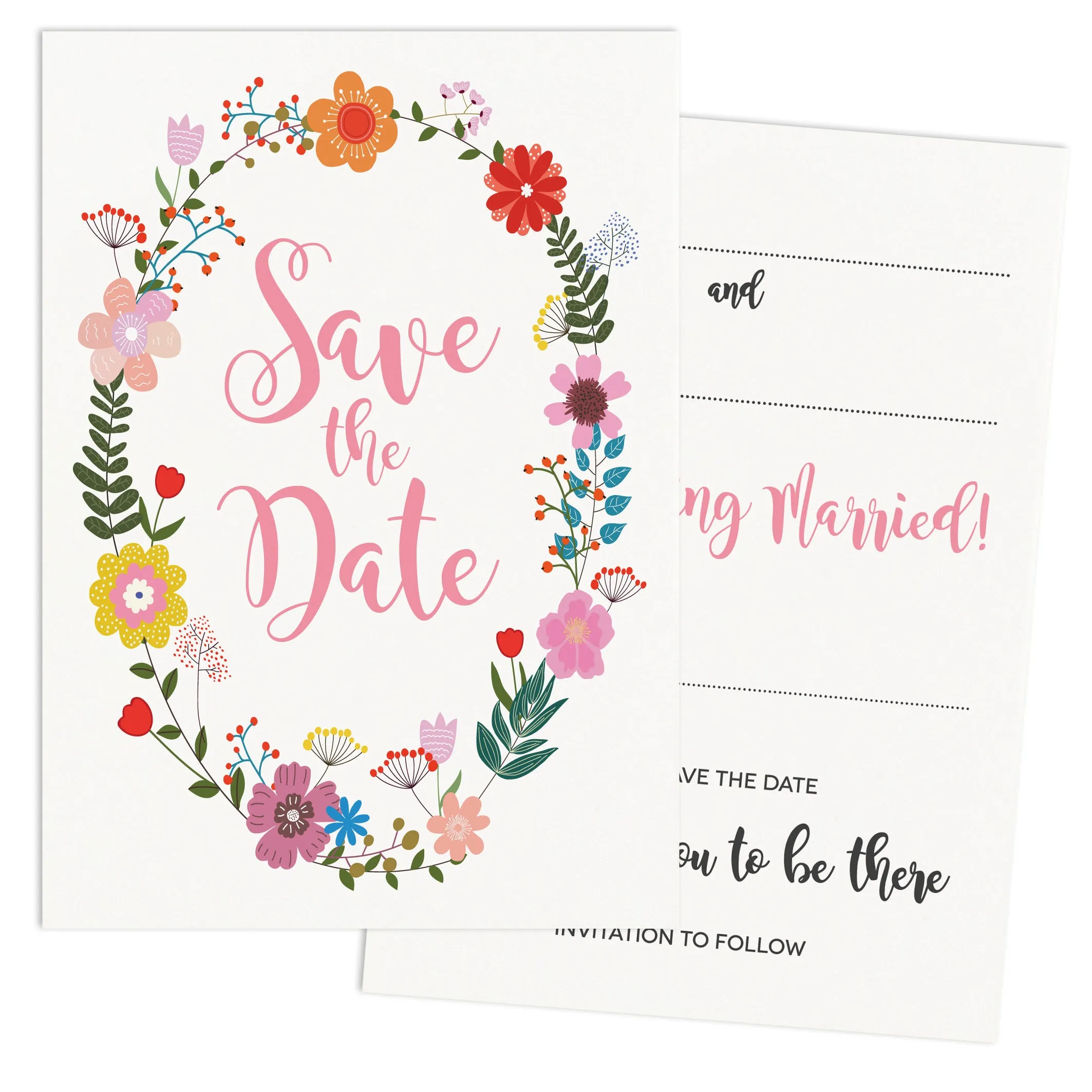Floral Border Ready To Write Wedding Stationery