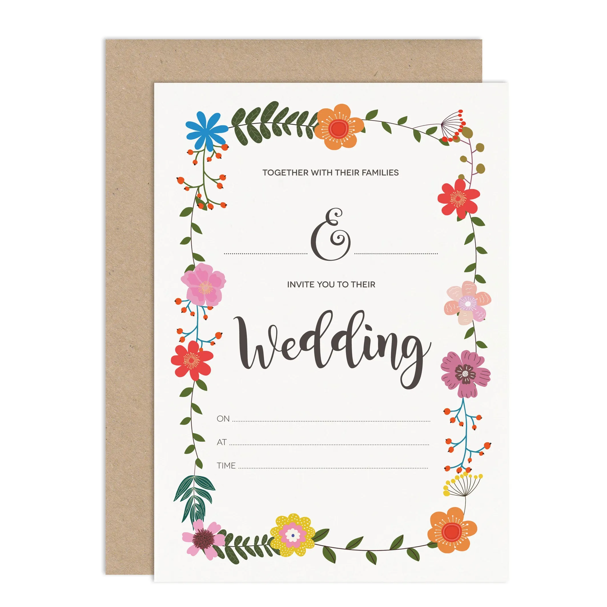 Floral Border Ready To Write Wedding Stationery