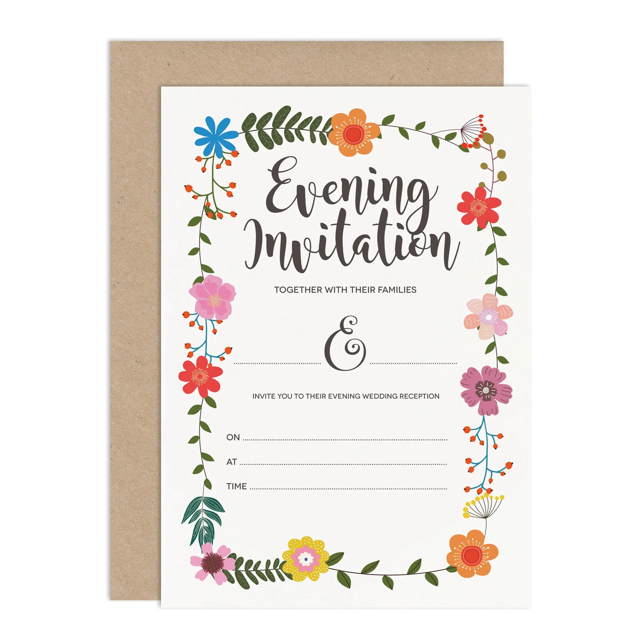 Floral Border Ready To Write Wedding Stationery