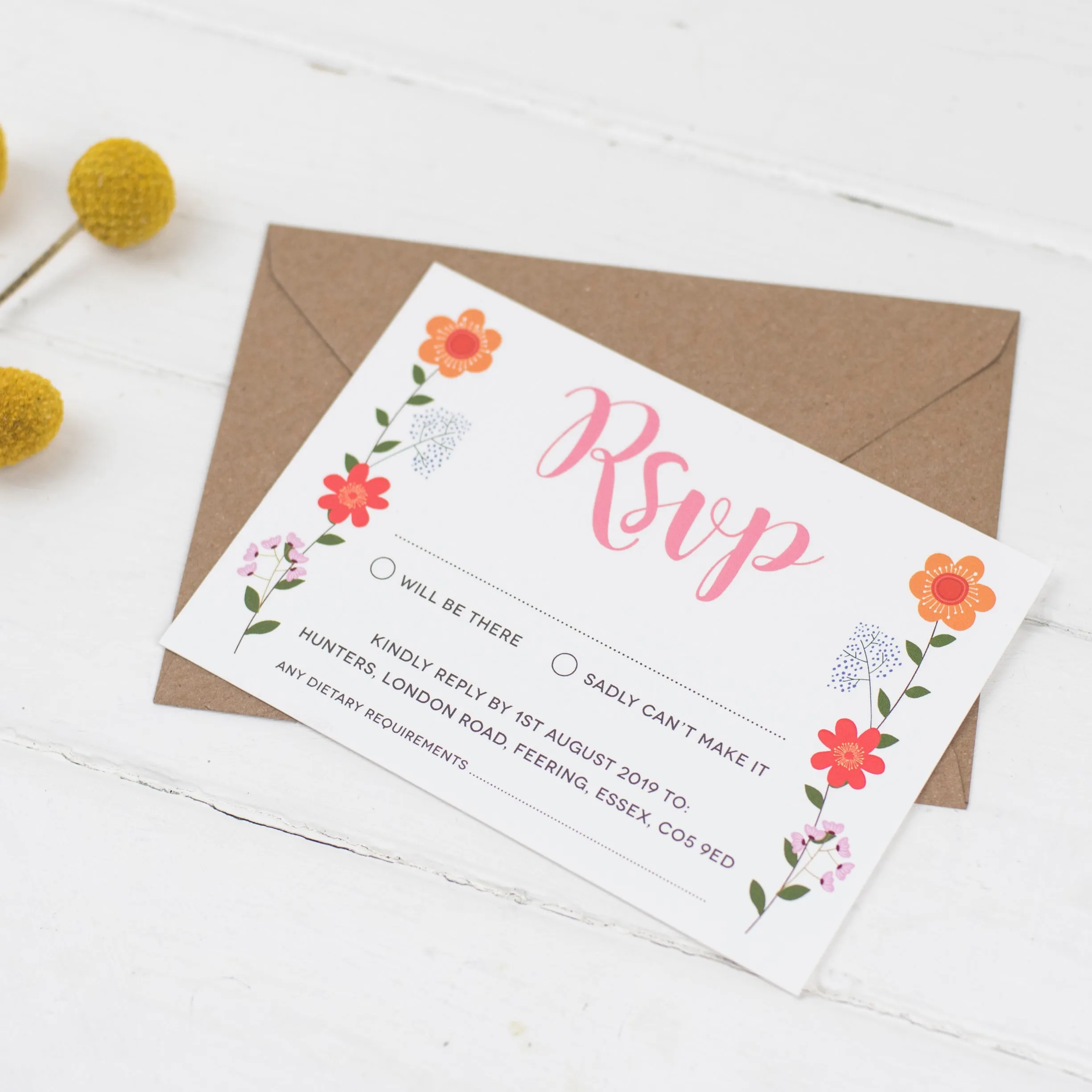 Floral Border RSVP Card