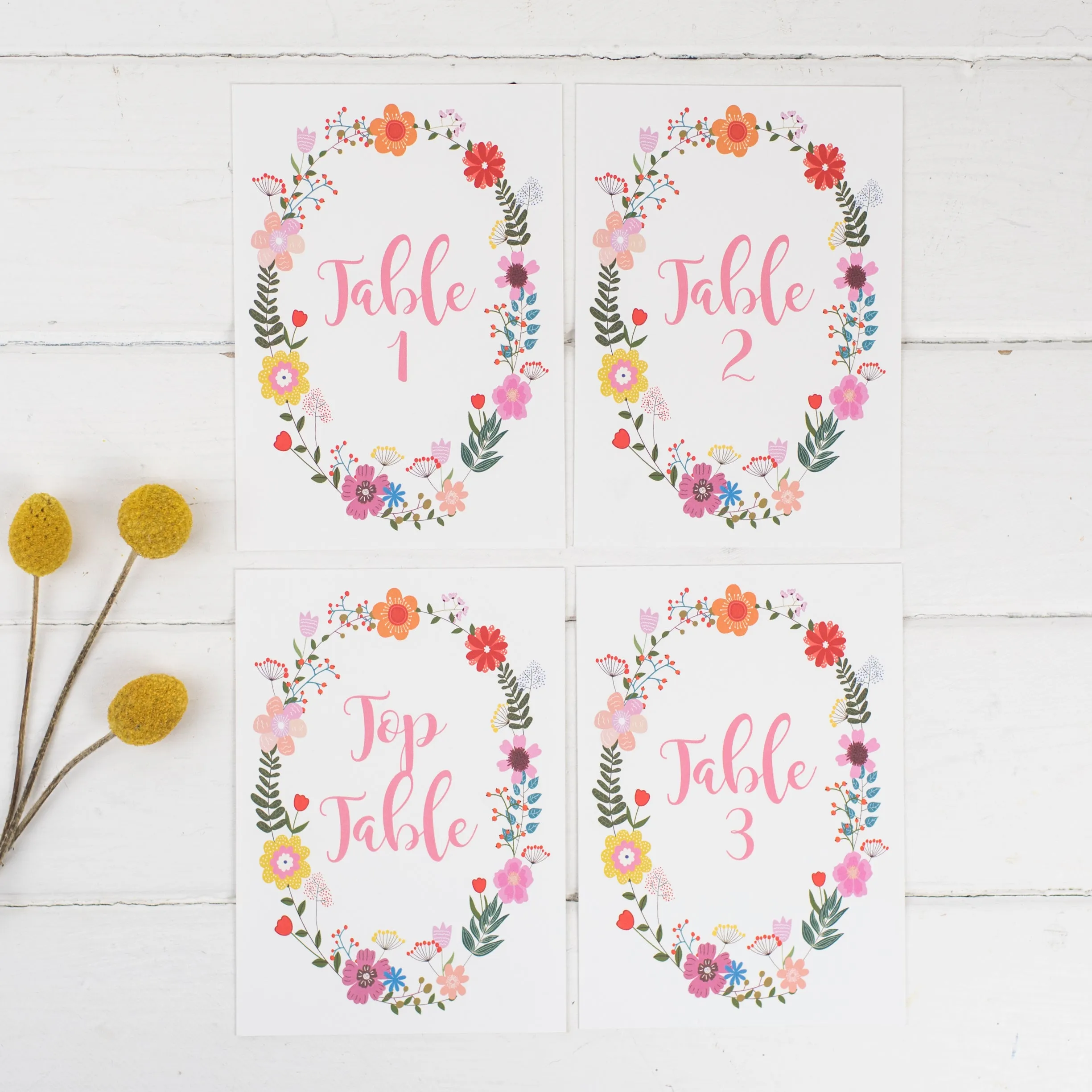 Floral Border Table Numbers