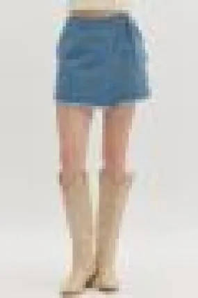 Fray Hem Denim Skort