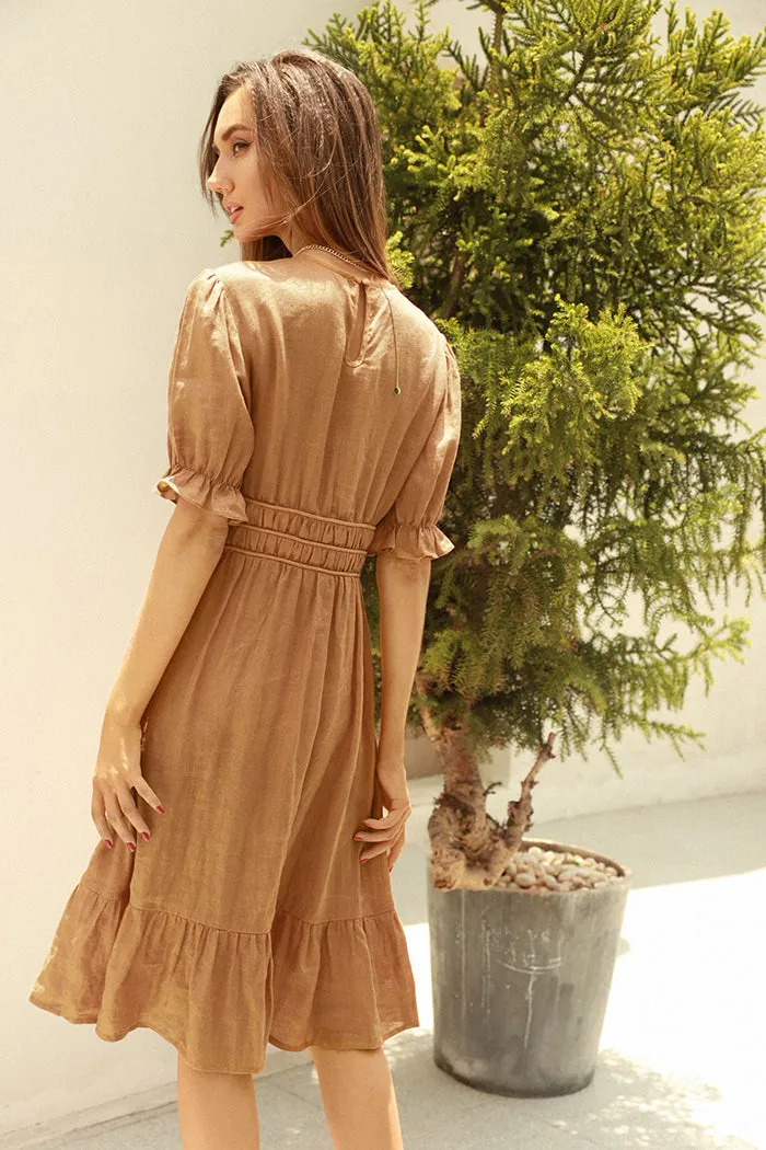 Frieeah  Elastic Waist Puffed Dress