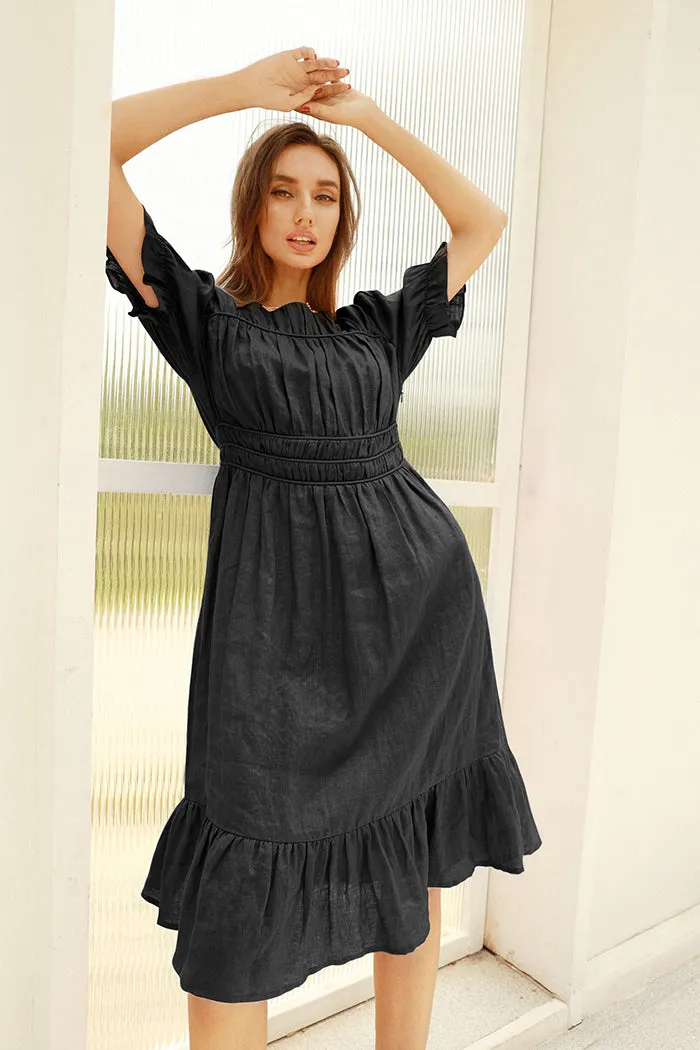 Frieeah  Elastic Waist Puffed Dress
