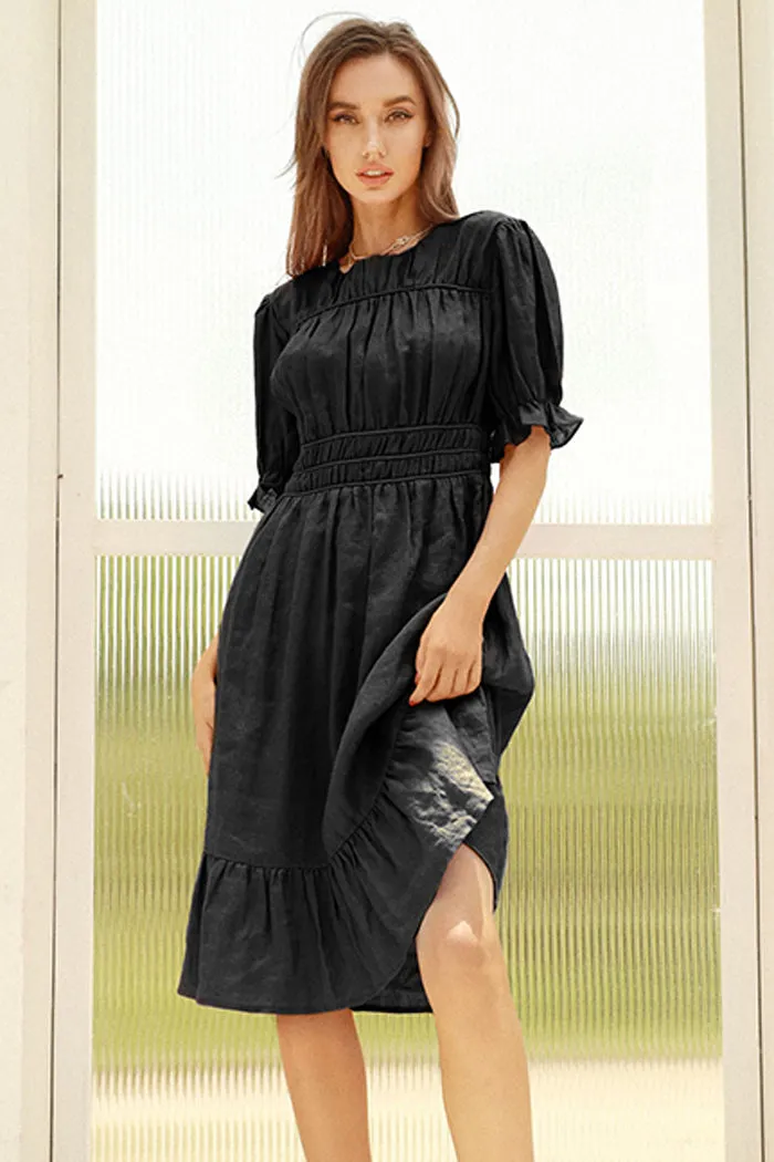Frieeah  Elastic Waist Puffed Dress