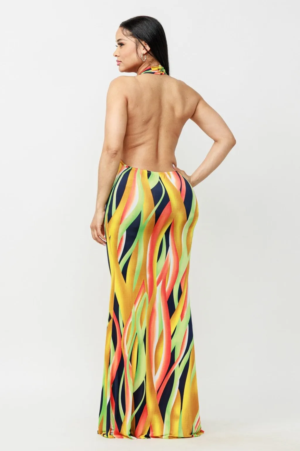 Heart My Satin Maxi Dress-Multi
