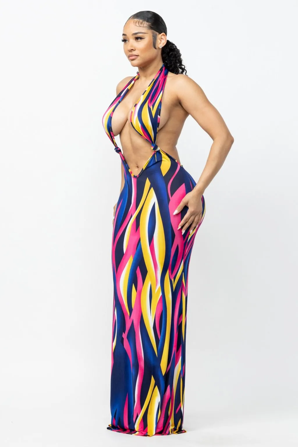 Heart My Satin Maxi Dress-Multi