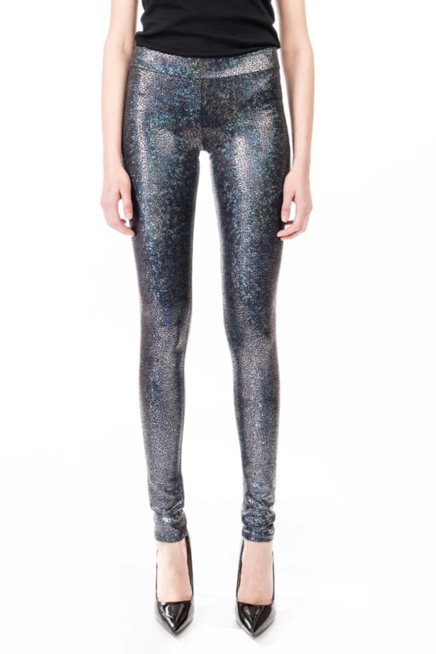 Jeans Back Leggings, Black Holographic